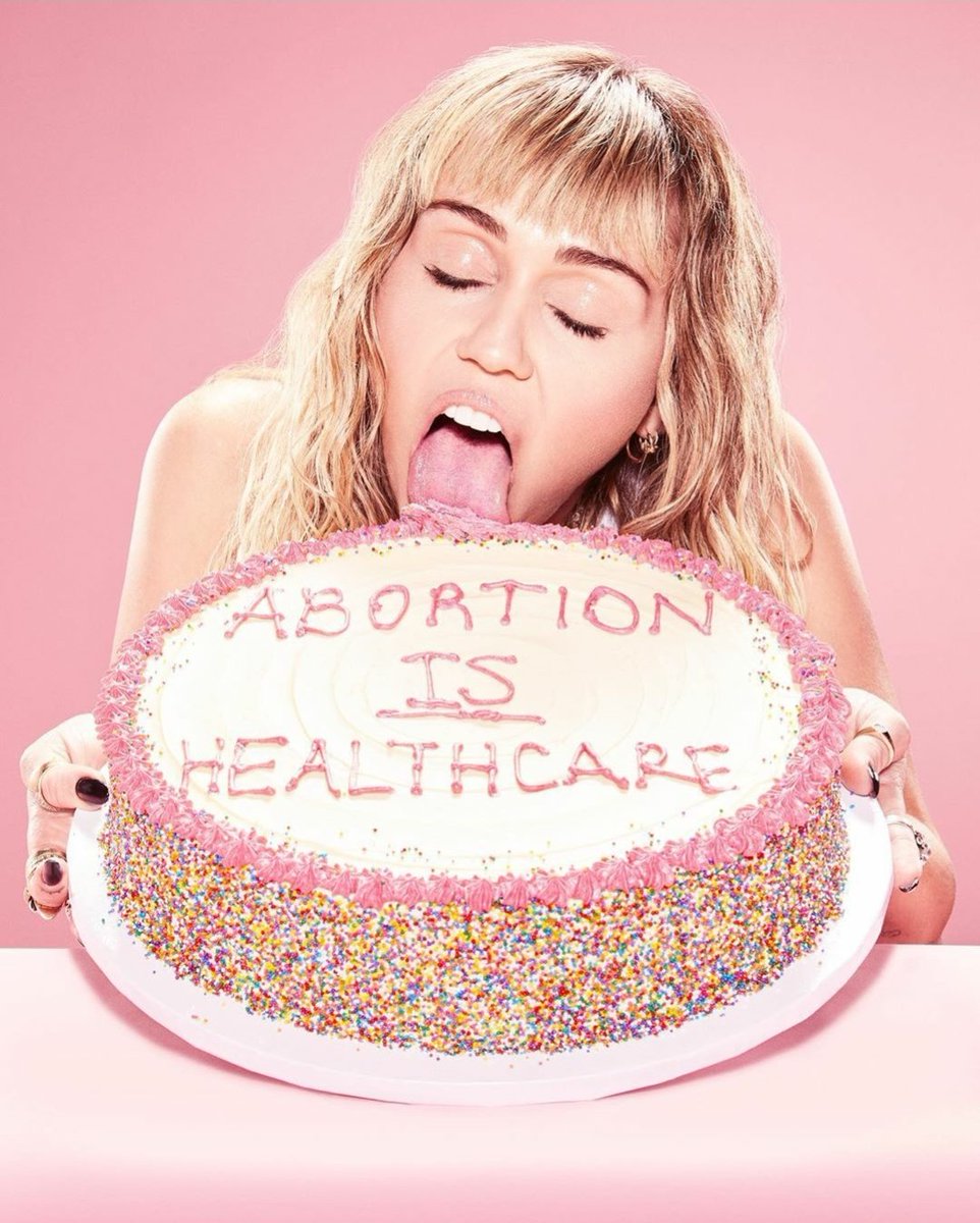 In June 2019, Miley teamed up with Marc Jacobs for a limited-edition charity hoodie, in order to fight for reproductive rights and bodily autonomy. She announced the campaign with an instagram post "Abortion is Healthcare". 100% of proceeds went to "Planned Parenthood"