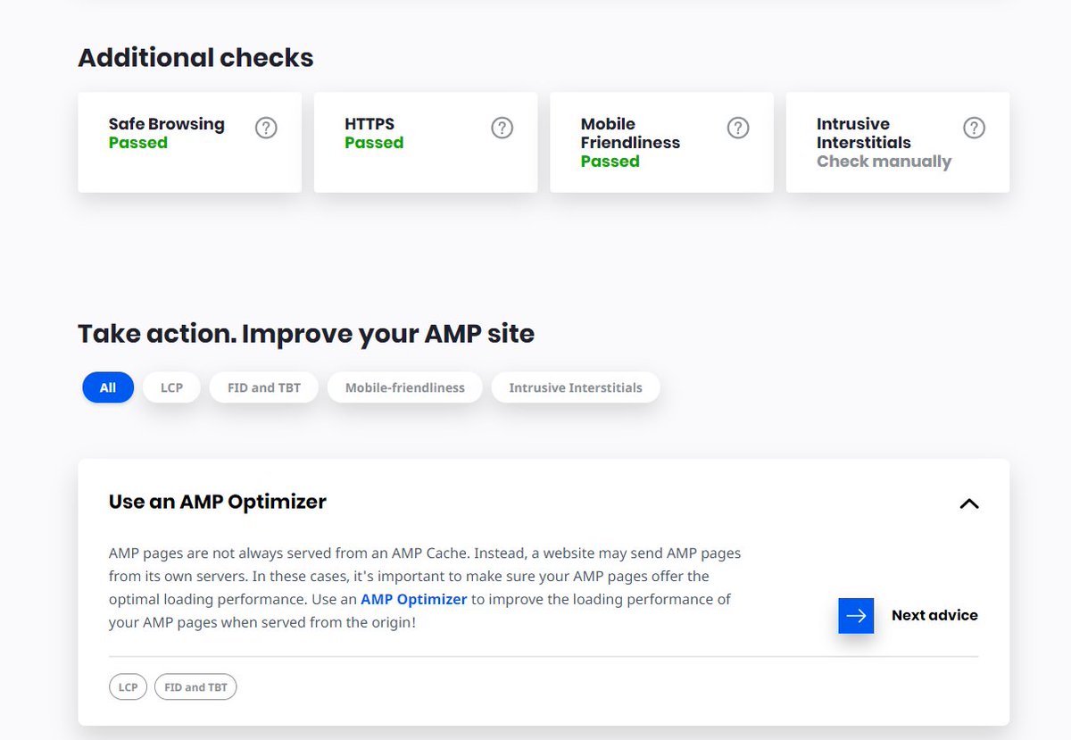 At AMP Fest today Google announced a new tool (Pixi) that tests any AMP page for *page experience*. It checks core web vitals, mobile-friendly, https, &amp; safe browsing. Provides lab &amp; field data for CWV &amp; provides recommendations for improving the page: glennga.be/2GTgmdi