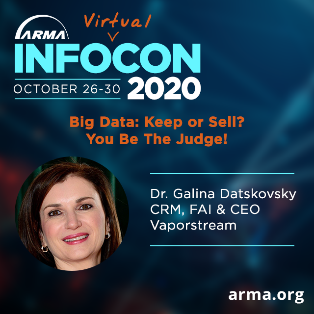 Vaporstream's tweet photo. Don't miss Vaporstream CEO Galina Datskovsky at #Infocon2020 #ARMA2020. Register for the event here! https://t.co/penGj1WptB https://t.co/FPPdGuWAkF