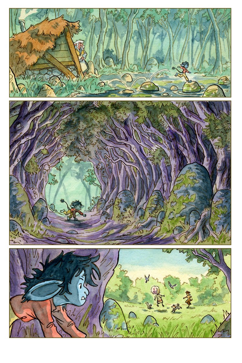 It's #PortfolioDay! I'm a writer, cartoonist, and illustrator. I make comics about gay faeries, hungry trolls, and long journeys. My current project is "The Legend Of Brightblade," an upcoming graphic novel about runaways bards! 