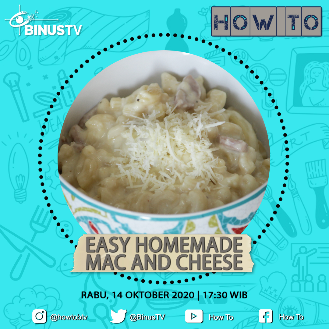 #MacAndCheese populer sebagai sajian praktis untuk sarapan, selingan atau makan siang segera. Kini banyak kemasan instan dengan beragam variasi.

Smart viewers,mau tahu cara bikin Homemade  #MacNCheese #dirumahaja #dirumahsaja?

Nonton #HOWTO yuk <a href="/BinusTV/">#IAmASmartViewer</a> binus.tv!