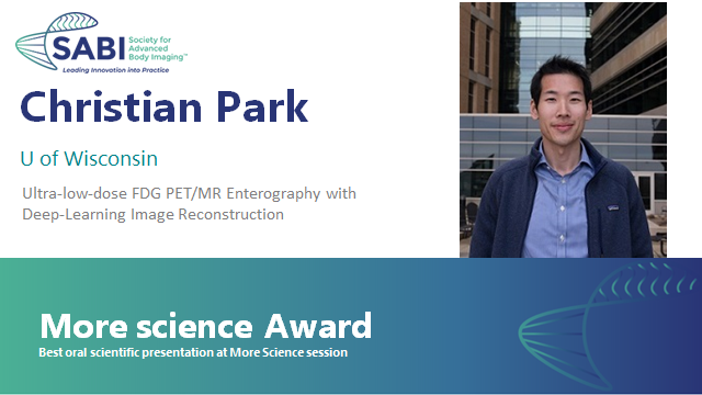olgabrook's tweet photo. The winner of "More Science Award" is Dr Christian Park @UWRadiology #sabi2020 @SABImaging https://t.co/YSQQIC4kTr