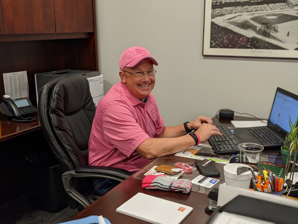 Dave Dickerson wears pink to raise awareness and funds by participating in the American Cancer Society's "Real Men Wear Pink" campaign. Click lnkd.in/eg36mHH to donate to this worthy cause!