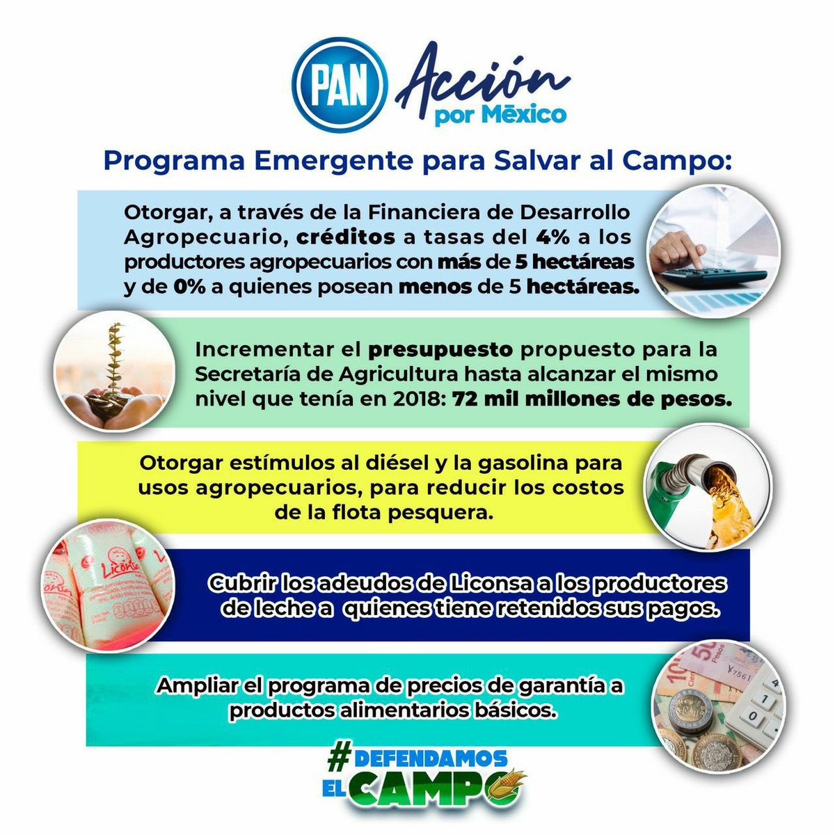 En @AccionNacional exigimos al Gobierno Federal un programa emergente para el campo, que permita garantizar la producción nacional y garantice el apoyo al campo mexicano.
Si le va mal al campo, le va mal a #México.
#DefendamosElCampo https://t.co/idDSCbOULJ