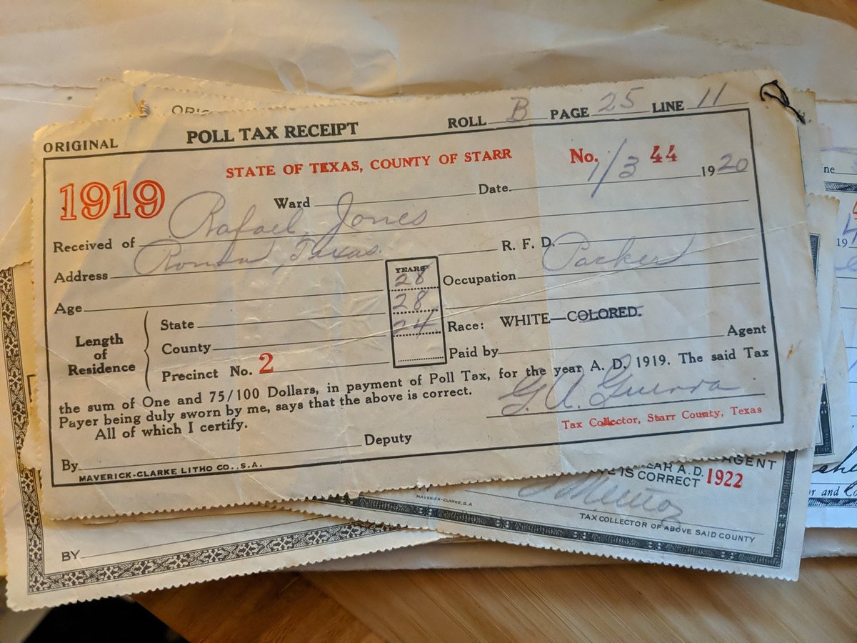After my grandpa died, I spent evenings winnowing old papers down to a few mementos, like my great-grandfather's poll tax receipts.When I die, there'll just be a lifetime of unchargeable iPads.