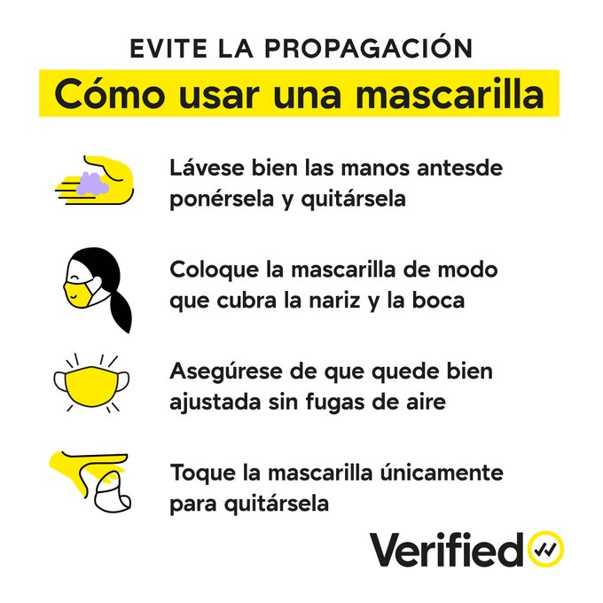 Redi_andes's tweet photo. #13oct20|| @Redi_andes. La forma correcta de usar una mascarilla para detener la propagación de la #COVID19 es:
Lávate las manos.
Cubre tu boca y nariz.
Ajústala bien.
No la toques.
Comparte información confiable: https://t.co/l2nn9Kn3JA https://t.co/irhkdpG1dq