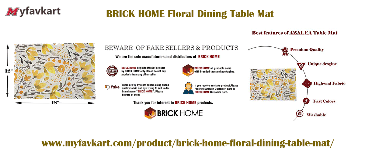 myfavkart's tweet photo. !! You are exploring BRICK HOME Floral Dining Table Mat - 12 x 18 inches price and features details, visit us
https://t.co/tXKoTyzaom
#BRICKHOMEFloralDiningTableMat #DiningTableMat https://t.co/1V2ItkNpks