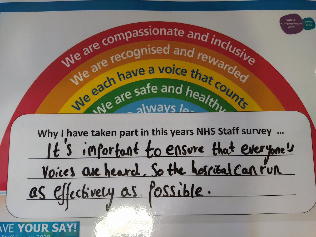 PopeElaine1's tweet image. So many @BucksHealthcare  colleagues are sharing the reasons why they complete the Staff Survey. It is so important to share your thoughts so we can work together to make this the best place to work. @Mariafearley @AmirHKhaki