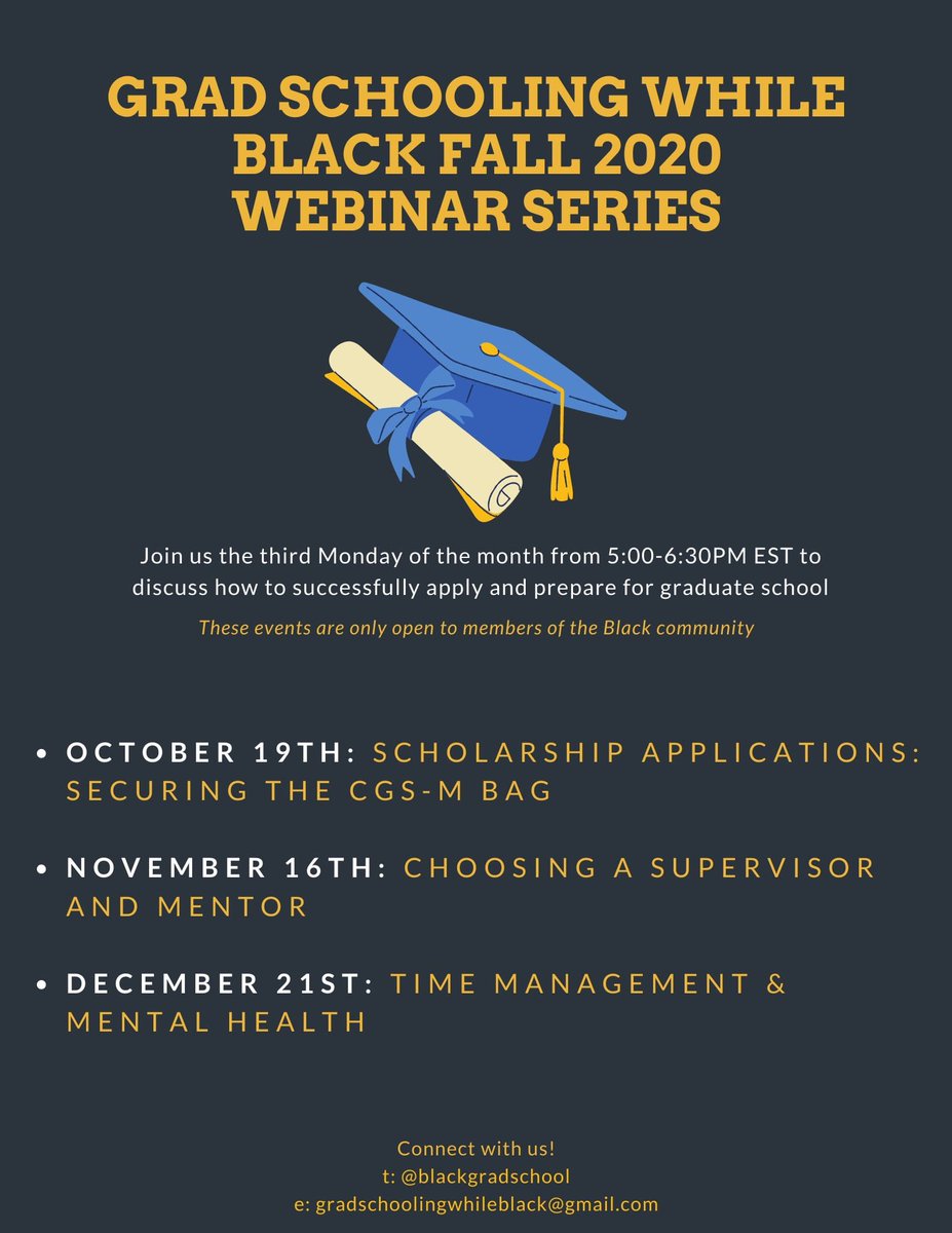 bgsauofa's tweet photo. Scholarship applications webinar 2020/2021
https://t.co/9uif6hzo7R...
#blackgradstudents
#scholarshipopportunities
#blackexcellence
#blackgradschool https://t.co/6qevt7GMKQ