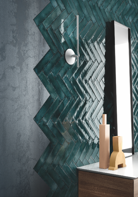 CeramicsOfItaly's tweet photo. One tile... and so many different ways to install it! The MetalBrick tiles from Viva's new Metallica collection are inspired by an ancient Japanese firing technique called Raku #TileTuesday #CeramicsOfItaly #Emilgroup https://t.co/tjB93gTELQ