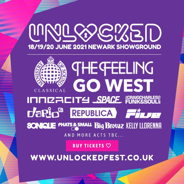 Have you checked out the line-up for the UK’s newest festival yet? #ministryofsoundclassical @thefeeling #GoWest @InnerCityDet @spacebanduk @CCfunkandsoul @dariogofficial @SaffRepublica #5ive @officialsonique @PhatsandSmall @RealBigBrovaz @freakasylum 
unlockedfest.co.uk