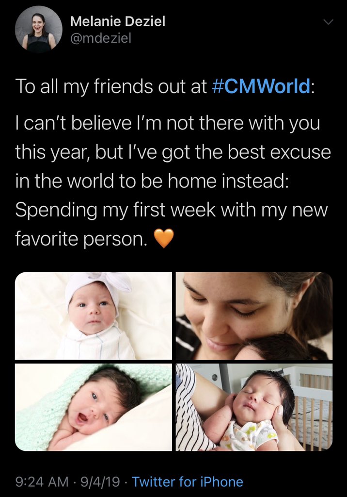 Leyla was born on August 28th, a week early. I tweeted photos of her to my  #cmworld friends from afar and tried not to think about the alternate timeline where I was on the big stage!Maybe some day I’d get the chance again...