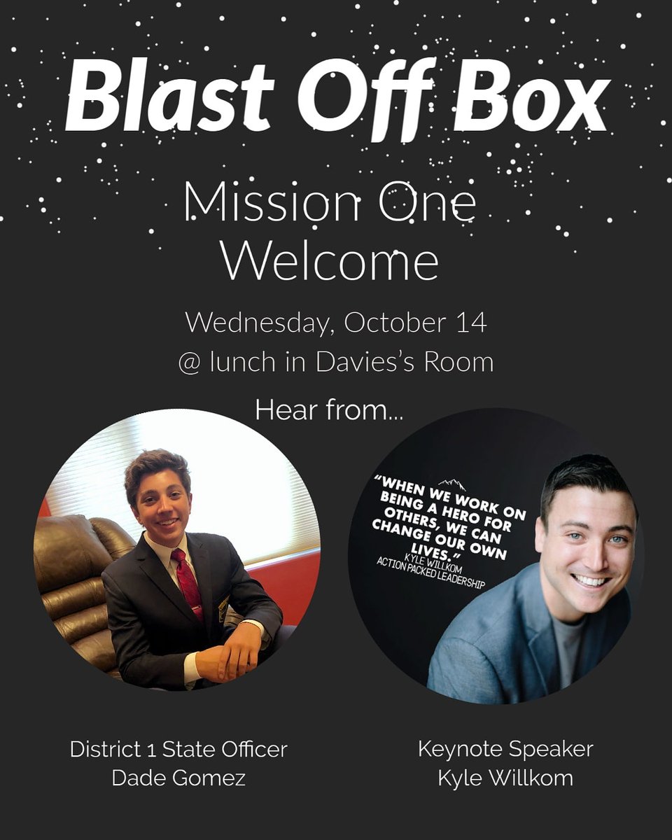 PVBroncoFBLA's tweet photo. FBLA members...don't forget to join us for our Mission One BOB Activities...tomorrow, Wednesday, October 14.
Remember you will have a chance to get some FBLA swag and be entered into the drawing for a $50 gift card.
#coloradofbla #bob2020 https://t.co/IBZdulRoCw