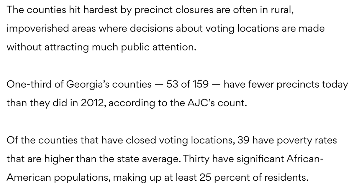 When Brian Kemp was Secretary of State, preparing to run for Governor, he closed 214 polling sites.Where were they located?Well... You read it: