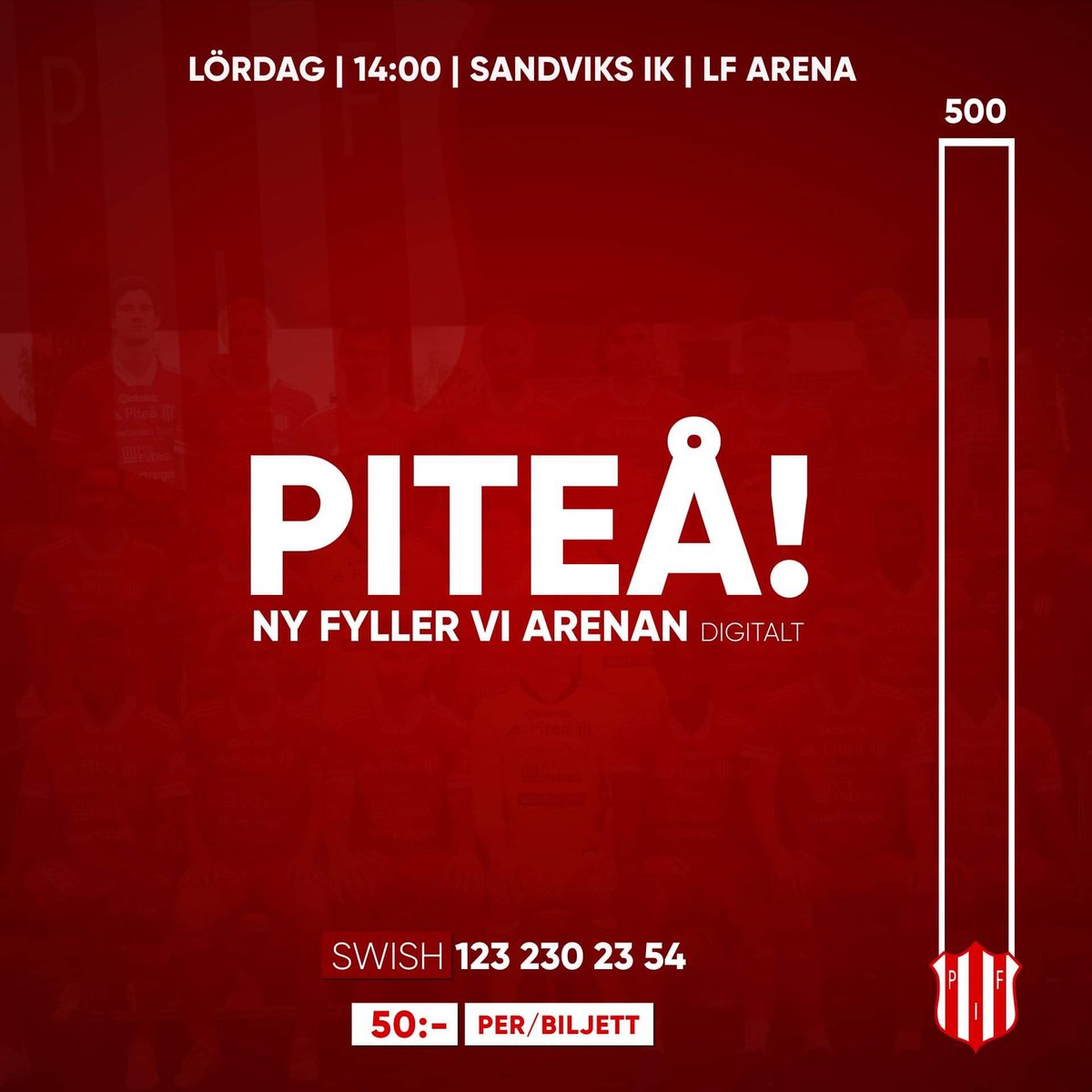 På lördag spelas en av 2000-talets mest spännande herrmatcher när vi tar emot Sandviks IK på LF Arena. Vår förhoppning var att få in 500 personer men med tanke på det rådande läget beslutade Folkhälsomyndigheten att skjuta upp det beslutet och vi får fortfarande bara ta in 50