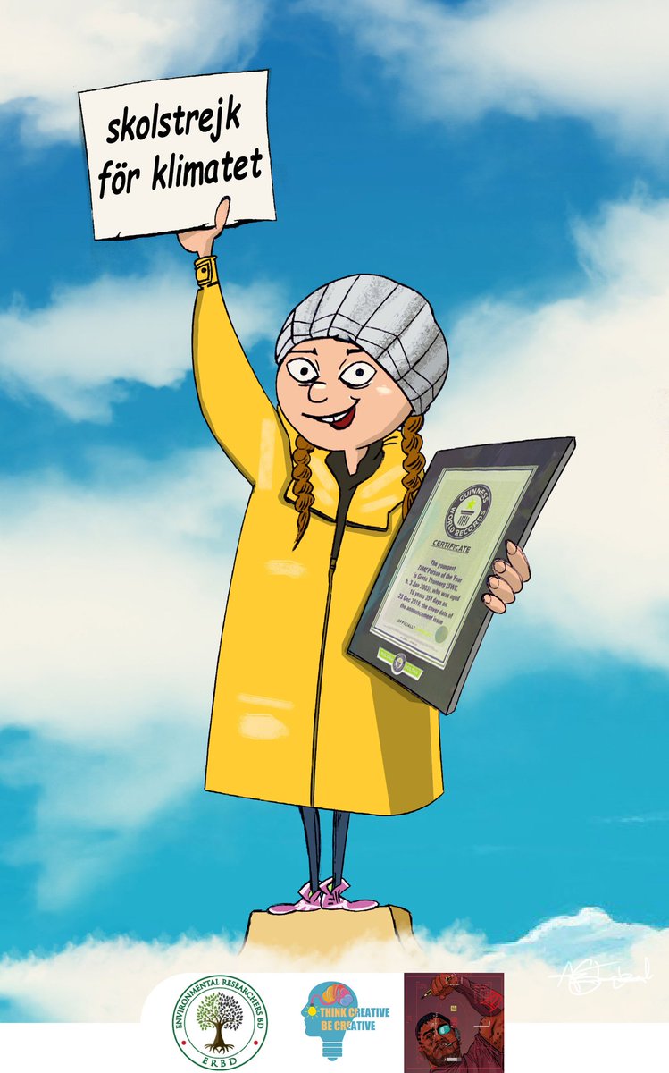 MakameMahmud3's tweet photo. "Nobody is too small to make a difference" Swedish Environmental Activist and School Student @GretaThunberg
Movement: School strike for Climate
Cartoon: @Arif Iqbal (Lead Visual Artist,@ThinkCreativeB1 Global Initiative and Senior Cartoonist, Unmad Satire Magazine) @info_erbd https://t.co/86H2auTMIY