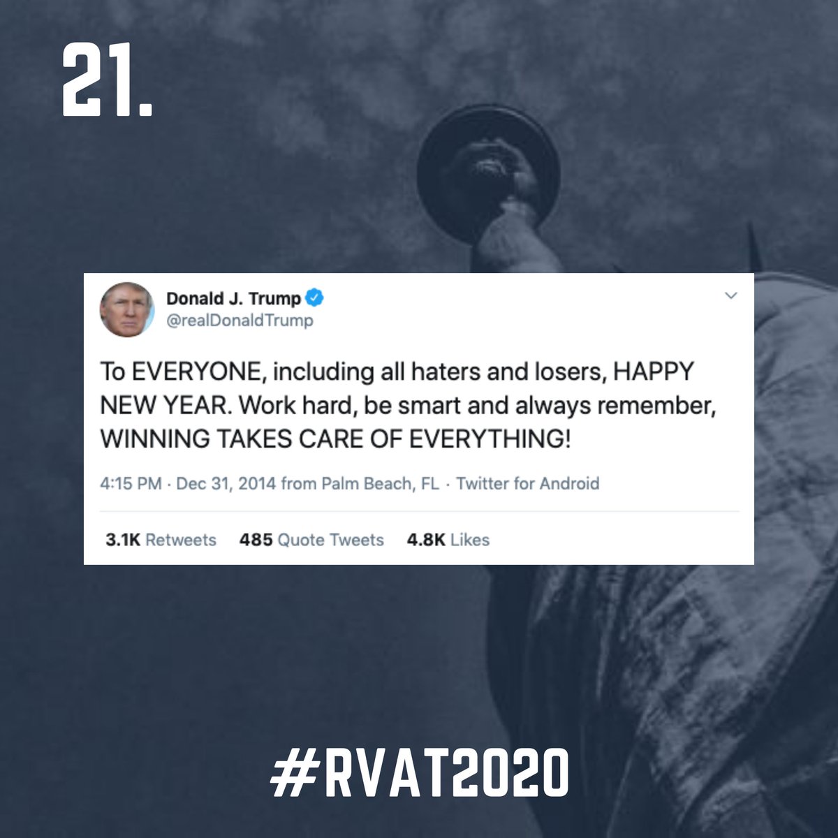 21. Wonder if he was referring to our troops here... https://twitter.com/RVAT2020/status/1291126720880312326?s=20