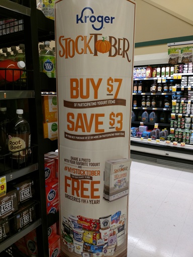dcnc91's tweet photo. Look for the coupon display October? This year it is Stocktober! From 10/7 – 10/20, buy $7 of participating yogurt items in a single purchase at Kroger and save $3 on your next purchase of $7 or more on participating yogurt items. #MyStocktober #ad https://t.co/eHuCHuZlFe https://t.co/VBoSG16MIk
