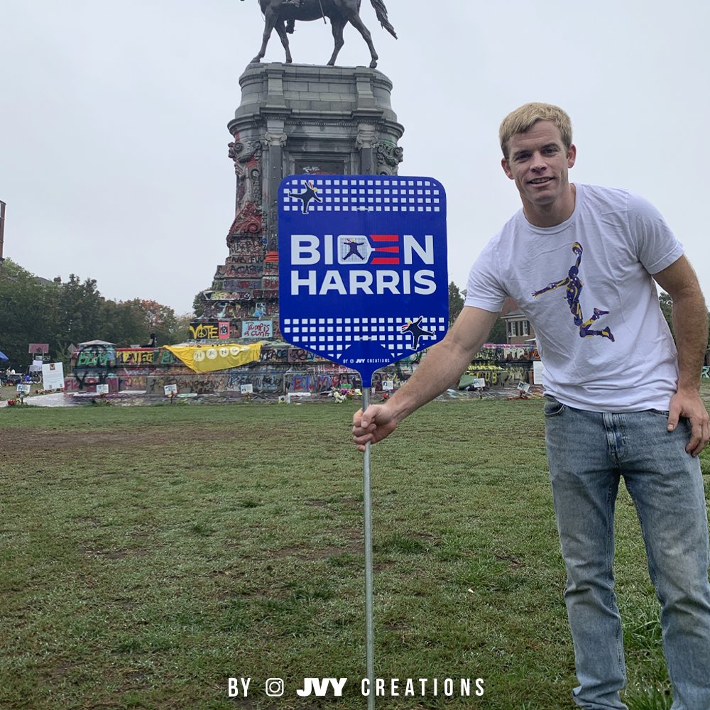 Last week I redesigned the Biden logo.  This week I turned it into a yard sign: The Lie Swatter.  #artvstrump