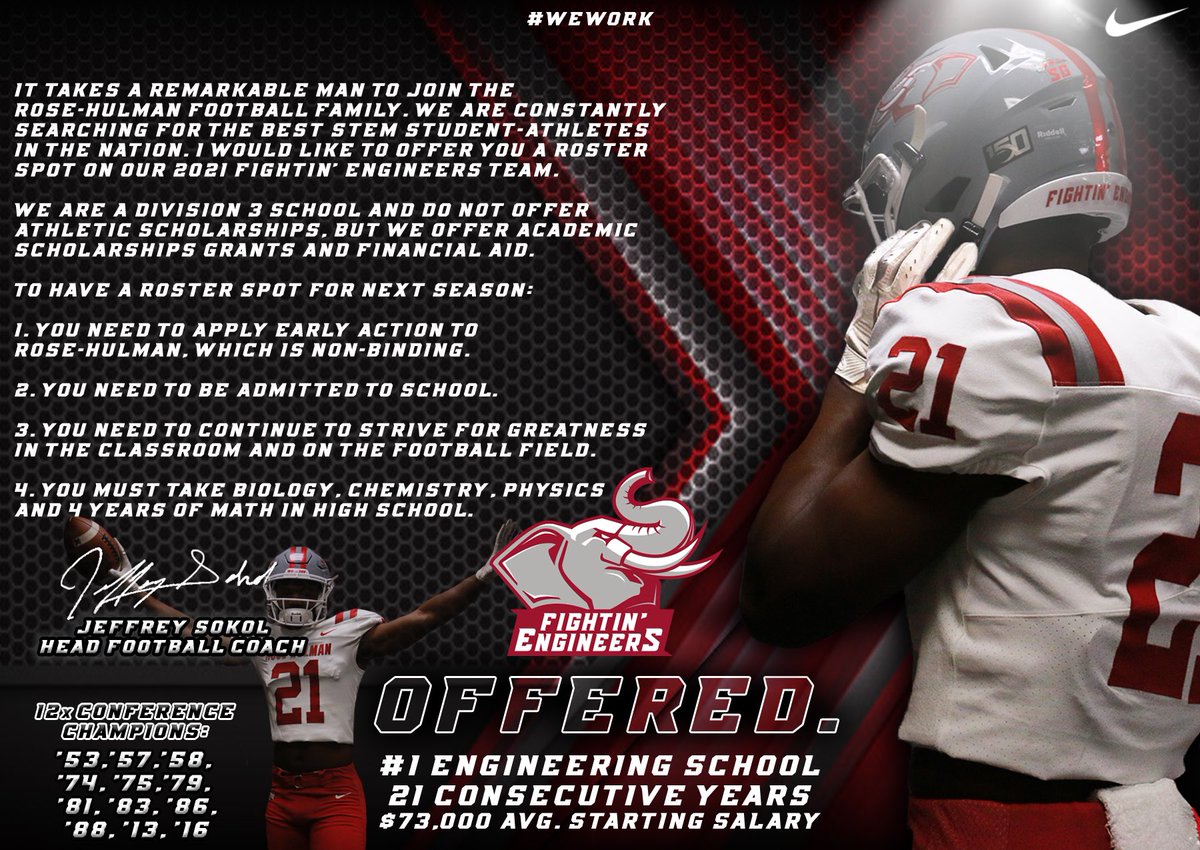 Thankful to receive and offer to play at the next level at a prestigious school. Thanks <a href="/CoachNickDavis/">Nick Davis</a> for the offer!@RoseHulmanFB