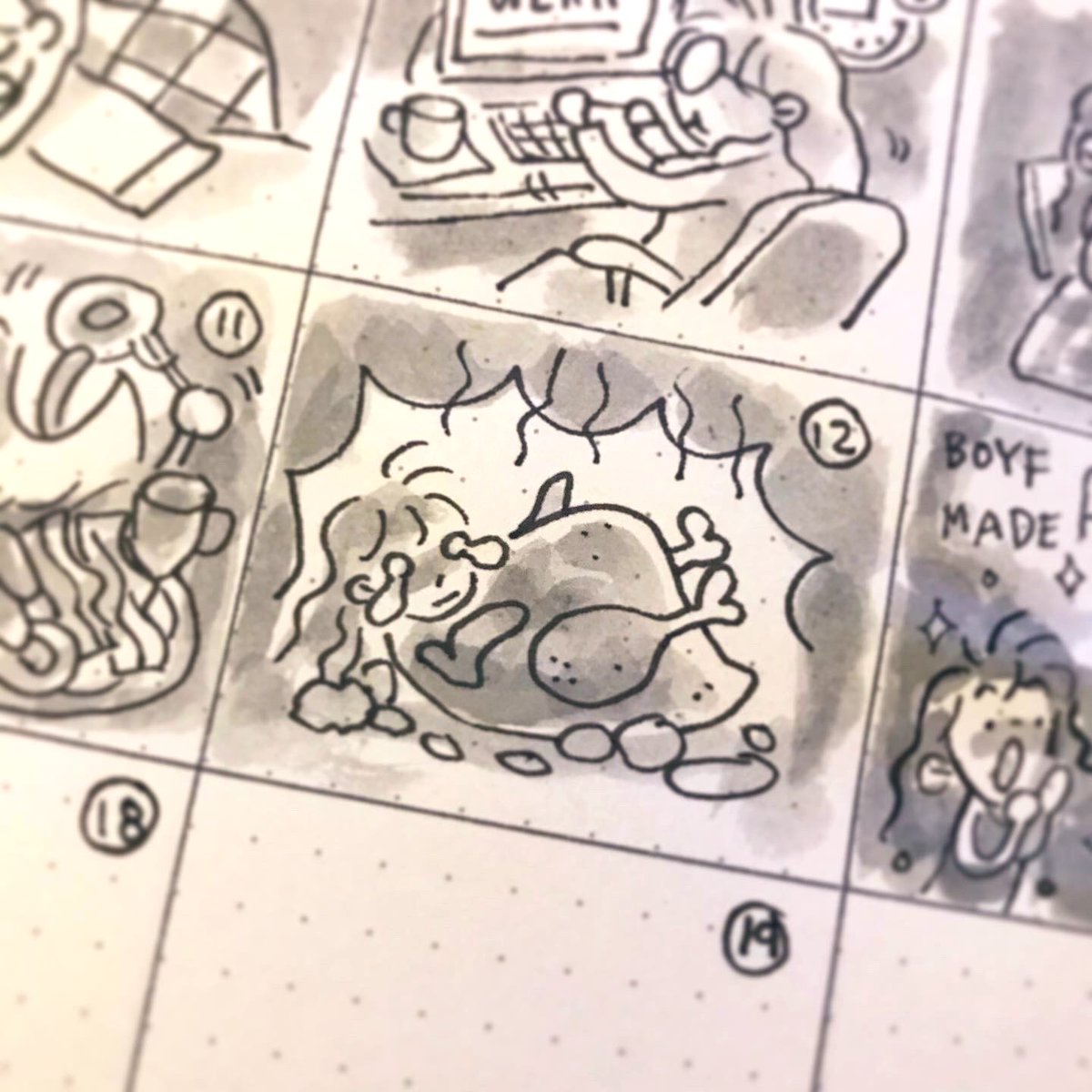 My October page so far. I have a suspicion most of the doodles will be about food. How was your Thanksgiving? We weren't able to have our regular family thanksgiving because of THE VARUS. 😔🍗🍁 