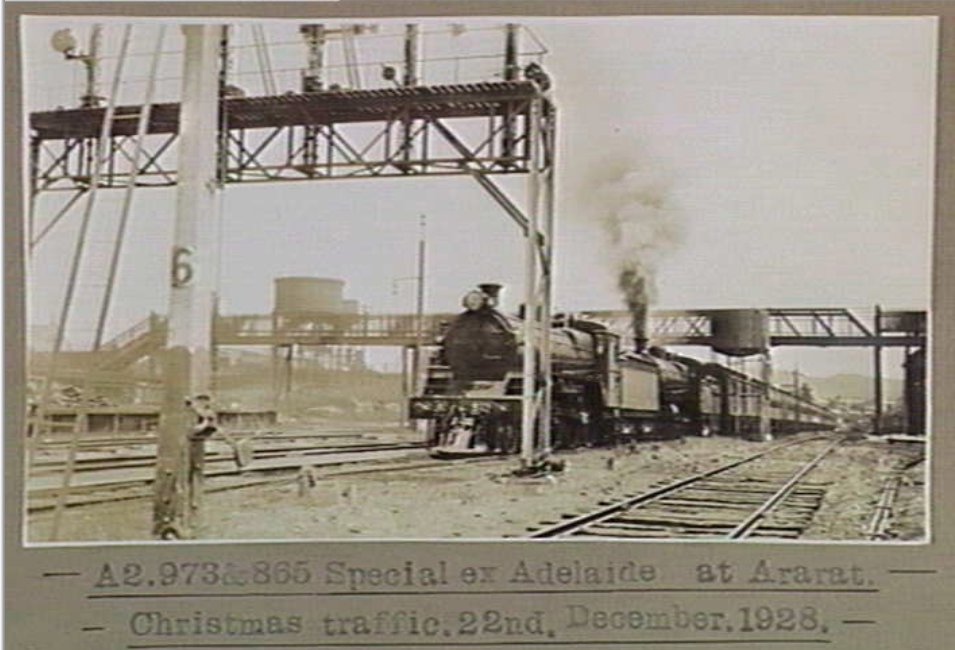 A2.973 & 865 Special ex Adelaide at Ararat. Christmas traffic. 1928 https://www.slv.vic.gov.au/pictoria/gid/slv-pic-aab65603