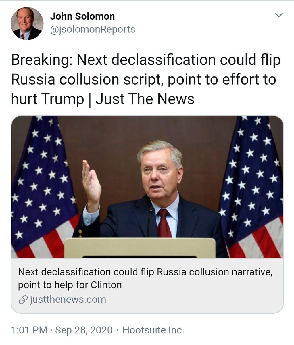3. JS says next DECLAS'll "flip script" - Putin NOT trying to help Trump - just the opposite. https://twitter.com/jsolomonReports/status/1310625667923443717"Brennan.. excluded credible intel that Russia wanted Hill" https://justthenews.com/accountability/russia-and-ukraine-scandals/next-declassification-could-flip-russia-collusion https://www.justice.gov/archives/jm/criminal-resource-manual-910-knowingly-and-willfully https://www.justice.gov/archives/jm/criminal-resource-manual-923-18-usc-371-conspiracy-defraud-us https://uscode.house.gov/view.xhtml?path=/prelim@title18/part1/chapter115&edition=prelim
