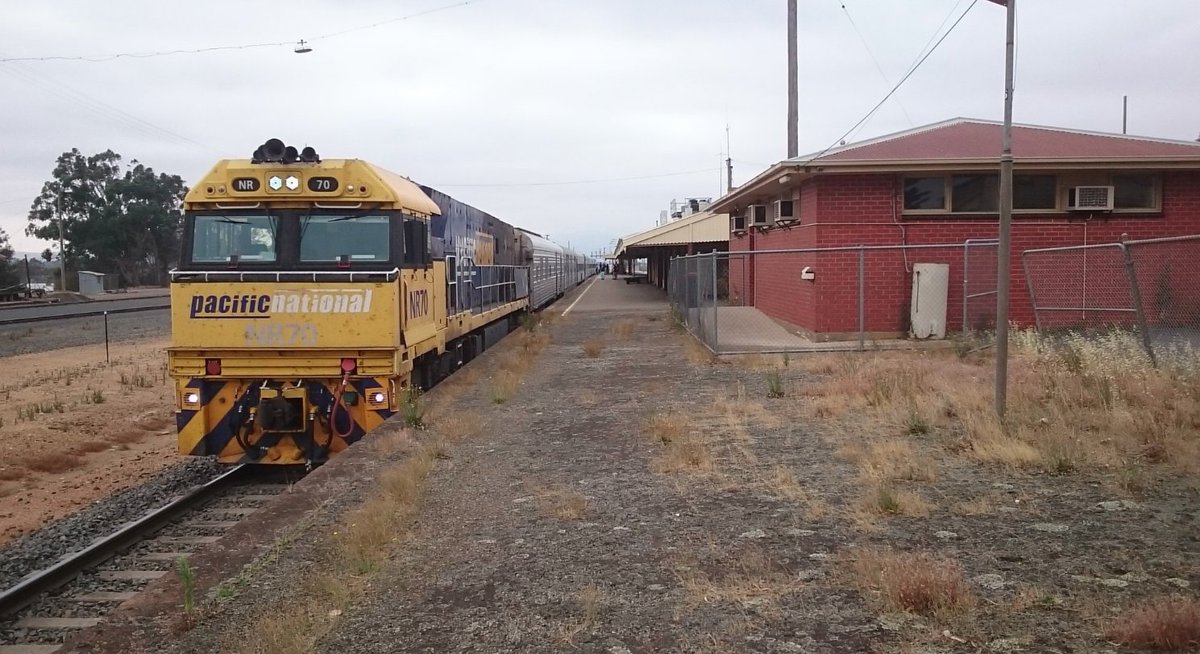 Most of the facilities at Ararat were cut back progressively as lines West & South converted to std gauge 1990. Line to Ballarat was closed but reopened 2004. Ararat to Maryborough was reopened in 2018 after a 13 year closure. The Overland pauses at Ararat January 2020R Dow