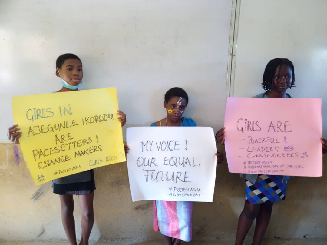 Project_ASHA's tweet photo. To commemorate the International Day of the Girl, projectAsha team organized an educative program for young girls (ages 6 -18 yrs) of Ajegunle Ikorodu community in Lagos on 11th Oct #internationaldayofthegirl #iamasha @unicef @UnitedNation @who #MyVoiceOurEqualFuture #projectasha https://t.co/ABP2QFN4wR