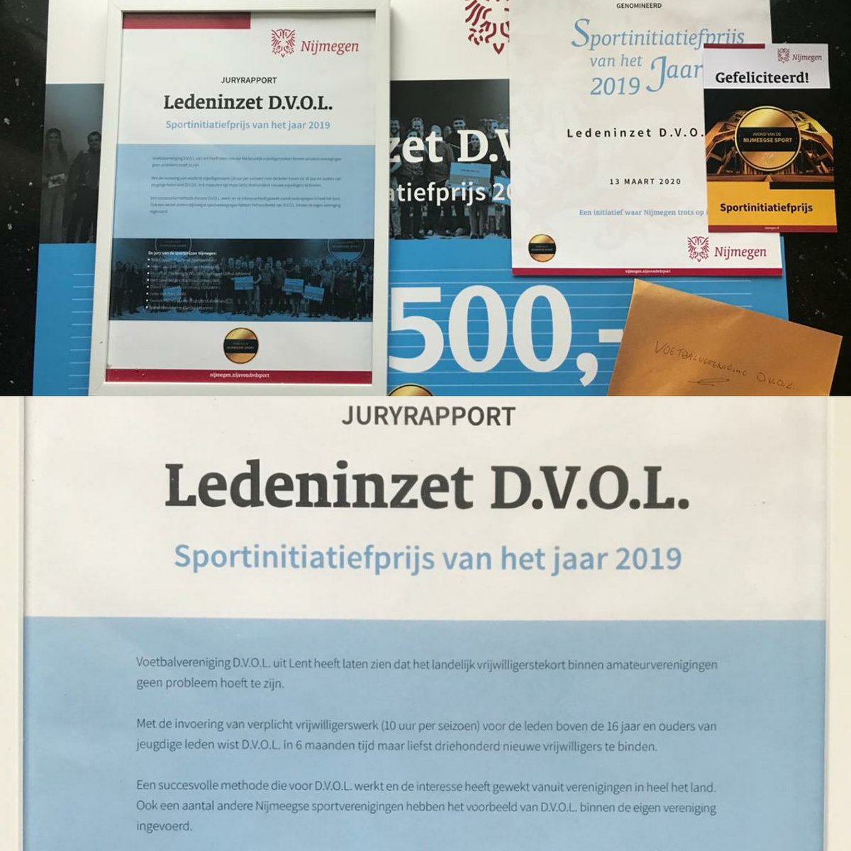 Een mooie erkenning voor onze club en leden/vrijwilligers