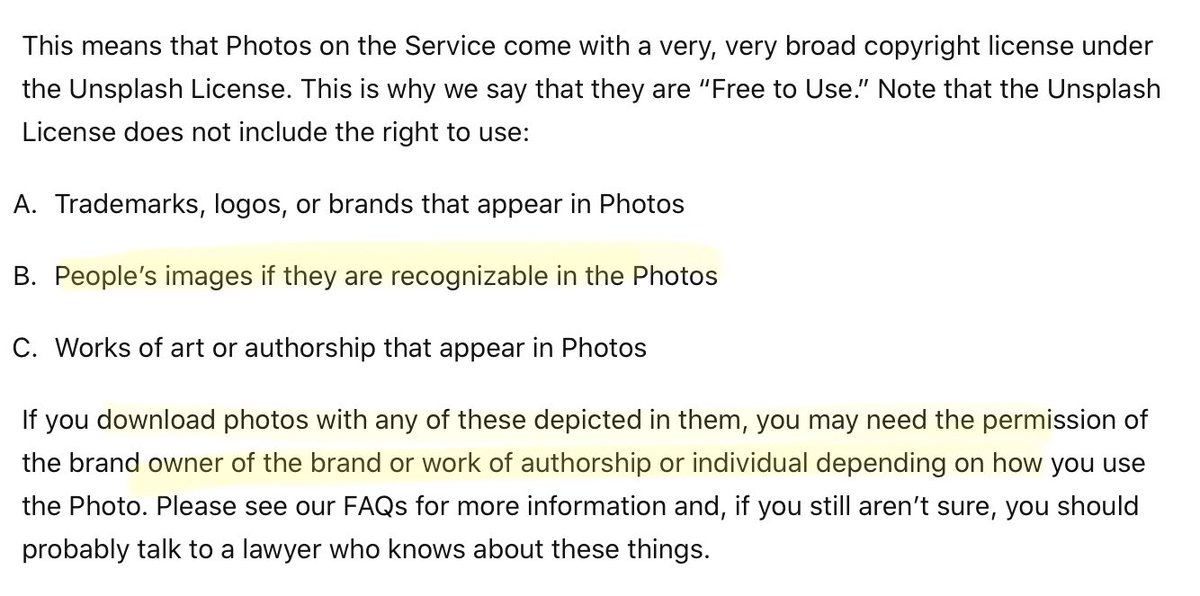 As some have pointed if the photo was obtained from Unsplash then permission may have been required to use it. Not so much ‘Free to Use’ more ‘Talk to a Lawyer’.