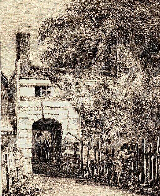 soxgnasher's tweet photo. West entrance of the village of Haggerstone, near Shoreditch, as it appeared in 1794. https://t.co/6I7AxvviSX