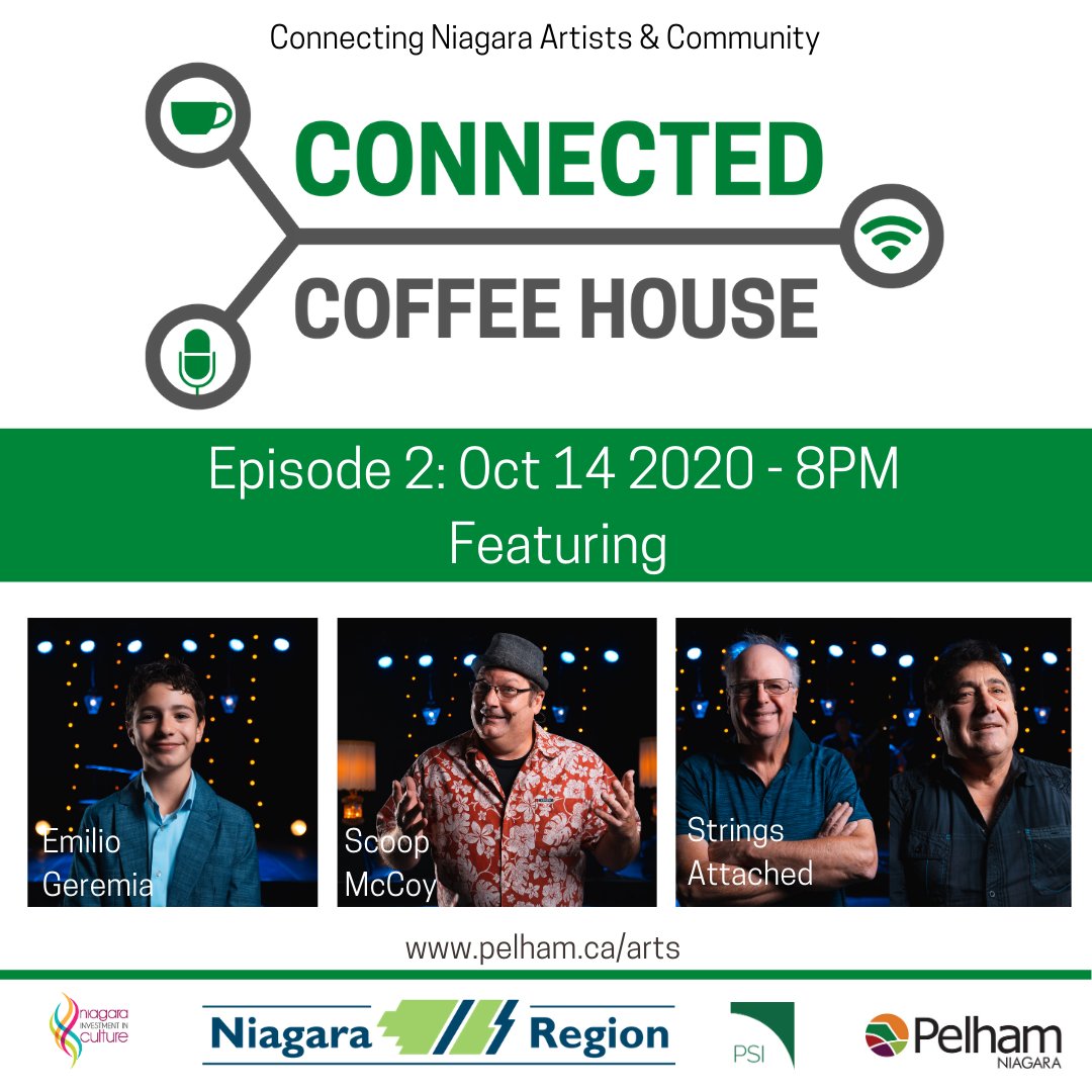 TownOfPelham's tweet photo. Episode 2 of the Connected Coffee House series goes live Wednesday at 8PM - Don't miss this virtual event that showcases Niagara area talent! #connectcoffeehouse #niagaratalent #culturedays https://t.co/7L0swVg5iM