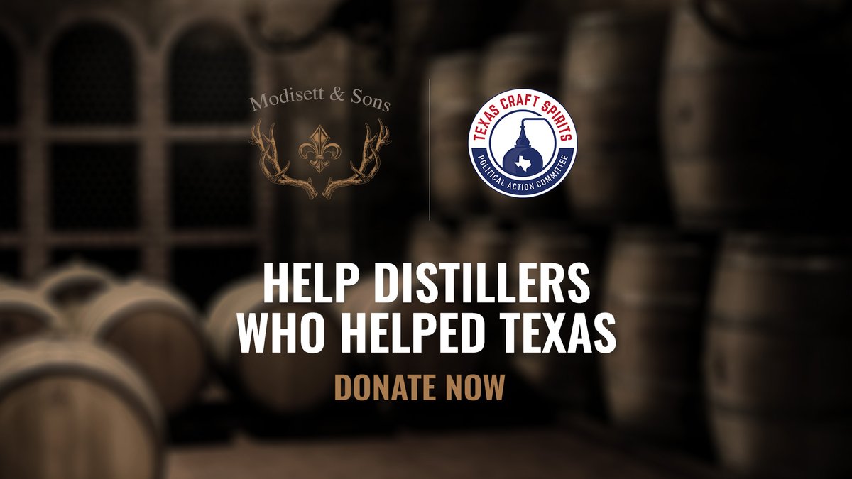 Modisett &amp; Sons is happy to partner with <a href="/TexasSpiritsPAC/">Texas Craft Spirits PAC</a> to build a grassroots movement that will allow the local distillery scene to prosper. Learn more on how to help here: texascraftspirits.org/stillstrongtx/… #StillTexasStrong
