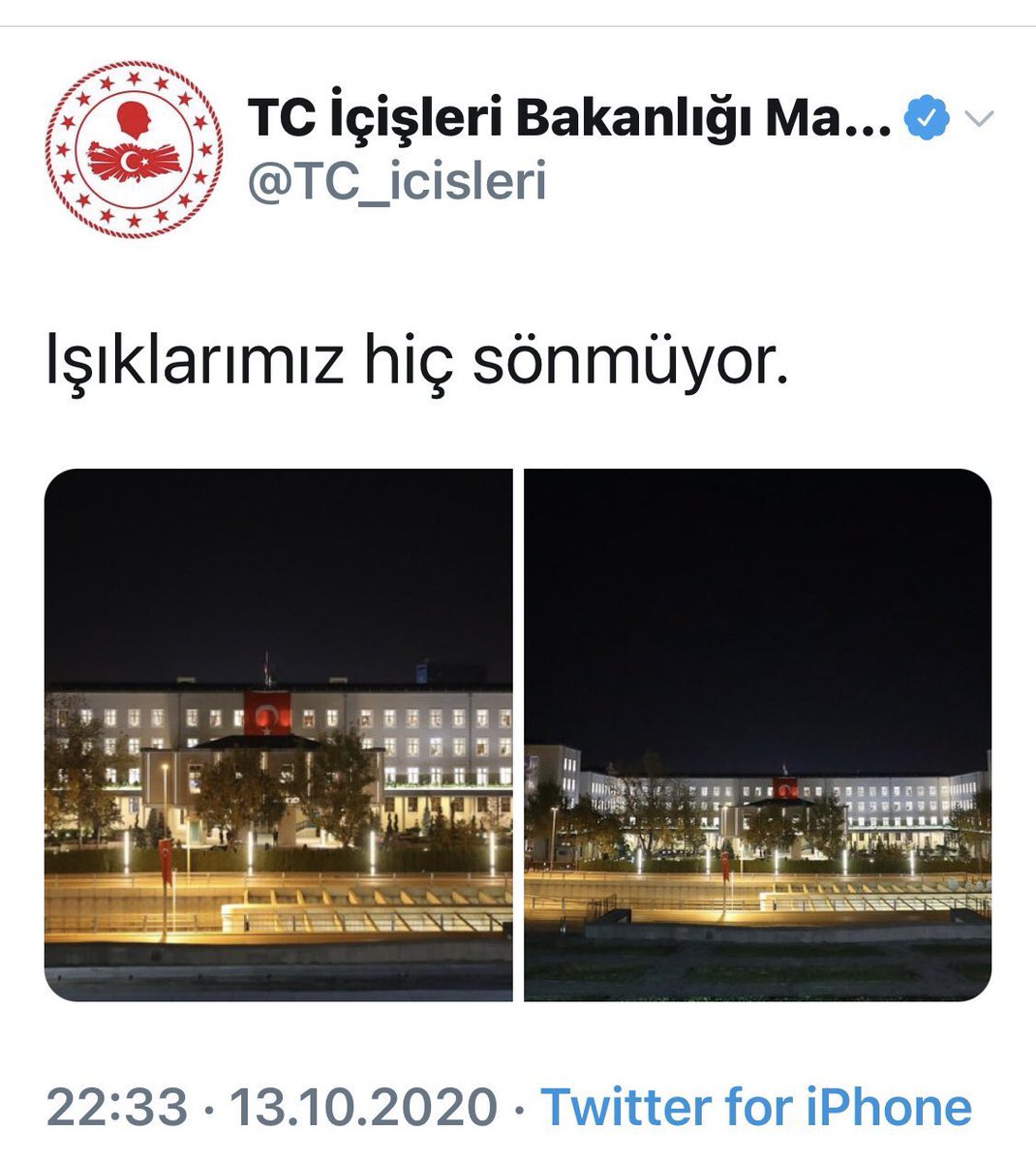 Vallahi pes ettim! 

Devlet kurumları bile artık bu mecrada derinnn derin mesajlaşıyor.

Ne diyeyim ben bu manzara karşısında artık!

Büyüksün @Twitter Saygıyla eğiliyorum önünde🙏😬 #ışıklaryanıyor #ışıklarımızhiçsönmüyor #neleroluyor