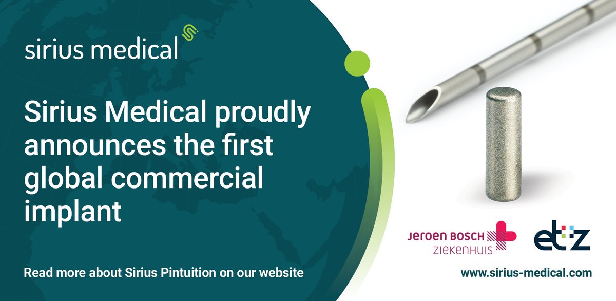 We proudly announce first #clinical results and global commercial implants of the Sirius #Pintuition soft-tissue localization system. Read our news post bit.ly/3dmTA9z

#oncology #breastcancer #breastsurgery #surgeon