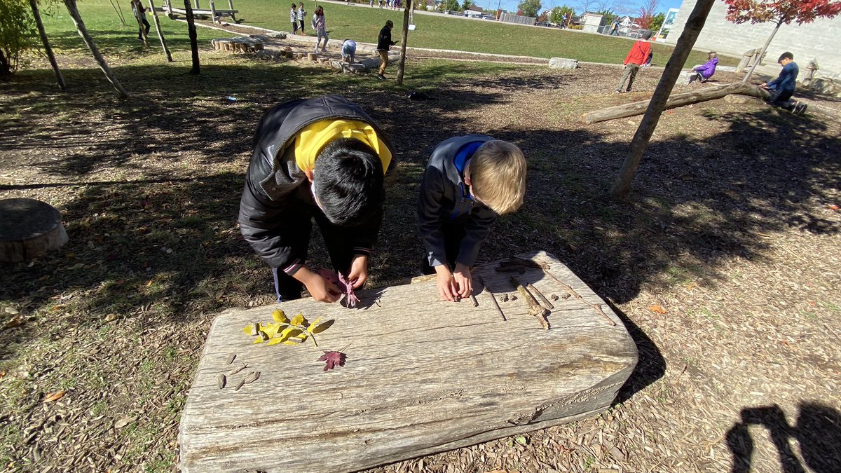 Winegard45's tweet photo. Patterning and Place Value in everyday life.  Question: “Make a repeating pattern using 3 variables and Represent the number 63, 790 (Grade 5) using forest materials!”  #iteachmath #math #getoutside #fall #fallcolours @wcwinegardps #mathoutdoors #outofdoors https://t.co/rSW6iPHbaF