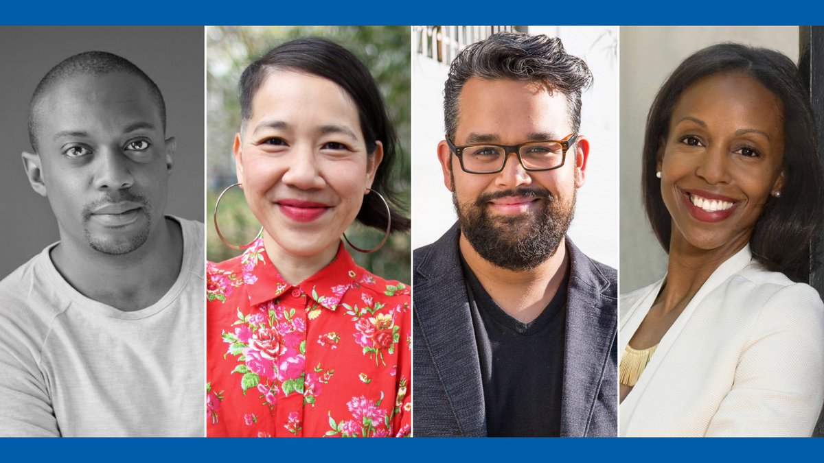 Photos of 4 panelists: Hank Willis Thomas, Hồng-An Trương, Vijay Gupta & Sarah Elizabeth Lewis