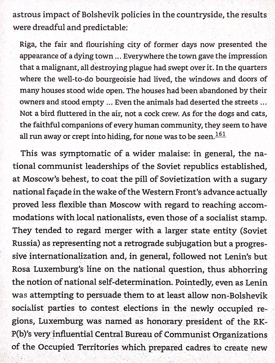 Latvian communists believed under Roza Luxemburg’s influence that since abolition of serfdom there had occurred without land, Latvians were proletarians & ready to proceed straight to socialism unlike landholding Russian peasants. They abolished money & were hated & overthrown.