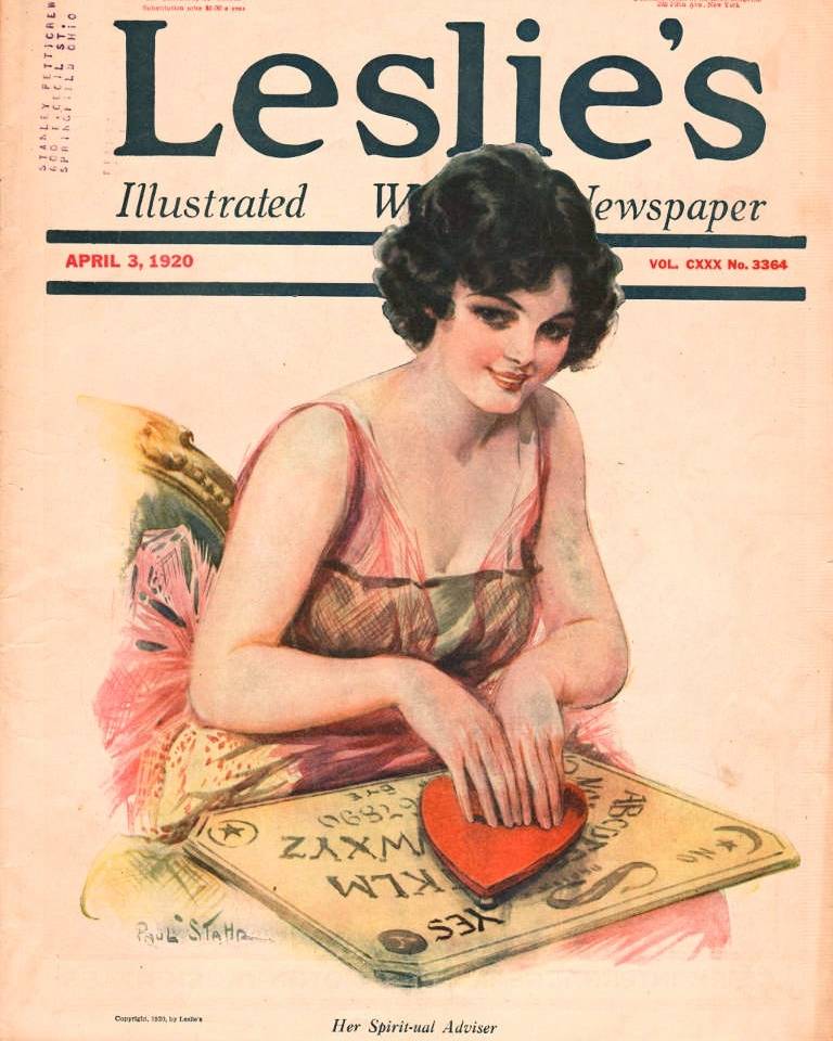 "Her Spiritual Advisor"
1920-04-03  Leslie's Magazine

#ouija #ouijaboard #ouijaboards #talkingboard #talkingboards #spiritboard #spiritboards #witchboard #witchboards #planchette #planchettes #spiritualism  #spirit #spirits  #paranormal  #talkingboardhistoricalsociety #tbhs