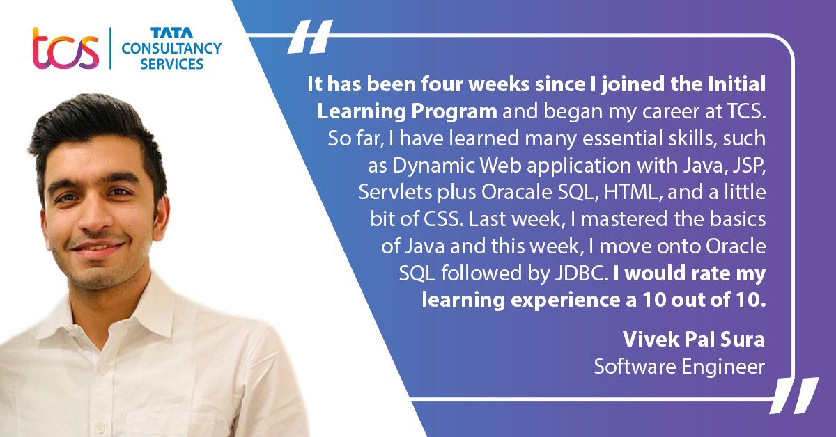 tcs_na's tweet photo. One week after onboarding, recent post-grad hires in our Initial Learning Program (ILP) are moving into in-depth trainings and building essential tech & business skills that will set them up for success in their careers at @TCS as IT consultants. Good luck! #ExperienceTCS https://t.co/PMwHGFSrkD