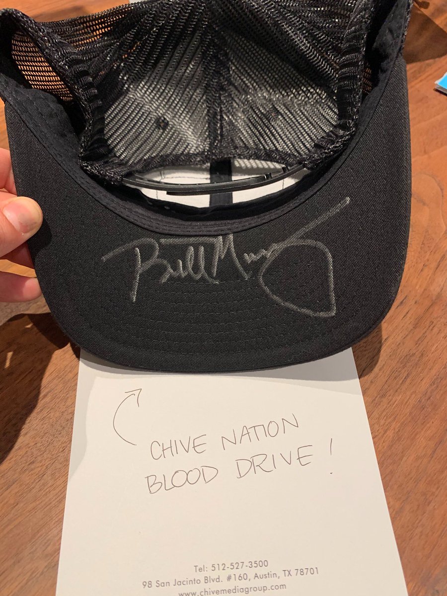 LoneStarChive's tweet photo. You guys! And gals! With a blood donation and simple selfie tag you could win a Bill Murray signed Chive hat! 

Donate blood, snap selfie of your good deed, upload photo to socials or iChive and hashtag #chiveblooddrive https://t.co/3900swvfZv