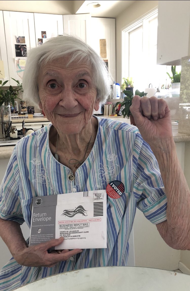 97 year old Mary Morello voted today . Her message to you: “Do you think everything is ok in the US?! It isn’t! SO YOU SHOULD VOTE!”