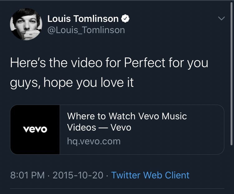 At 12:01am uk time on October 21st Lou tweets the link to the Perfect music video
