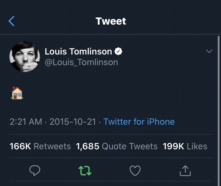 At 6:21am uk time Lou tweets the home emoji