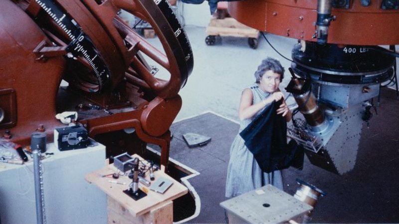 3. Vera Rubin discovered dark matter by calculating that galaxies were rotating faster than they should be. Once, she found there were no ladies' bathrooms at Palomar Observatory, Rubin cut out a paper skirt and stuck it on the little man on the bathroom door-- Problem fixed.