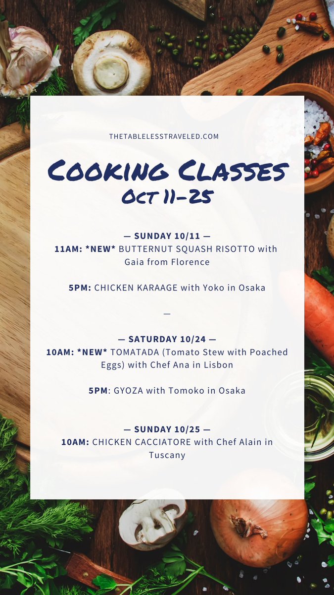 New Fall dishes are coming up! thetablelesstraveled.com/cooking-classe…