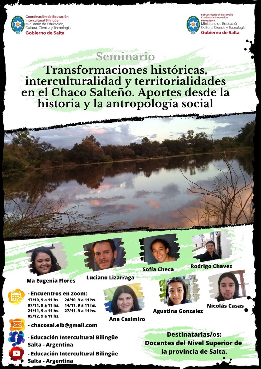 Curso “Transformaciones históricas, interculturalidad y territorialidades en el Chaco Salteño. Aportes desde la historia y la antropología social”
El primer encuentro se llevará a cabo el sábado 17. 
Más información e inscripciones ➡ bit.ly/2FpY8iM