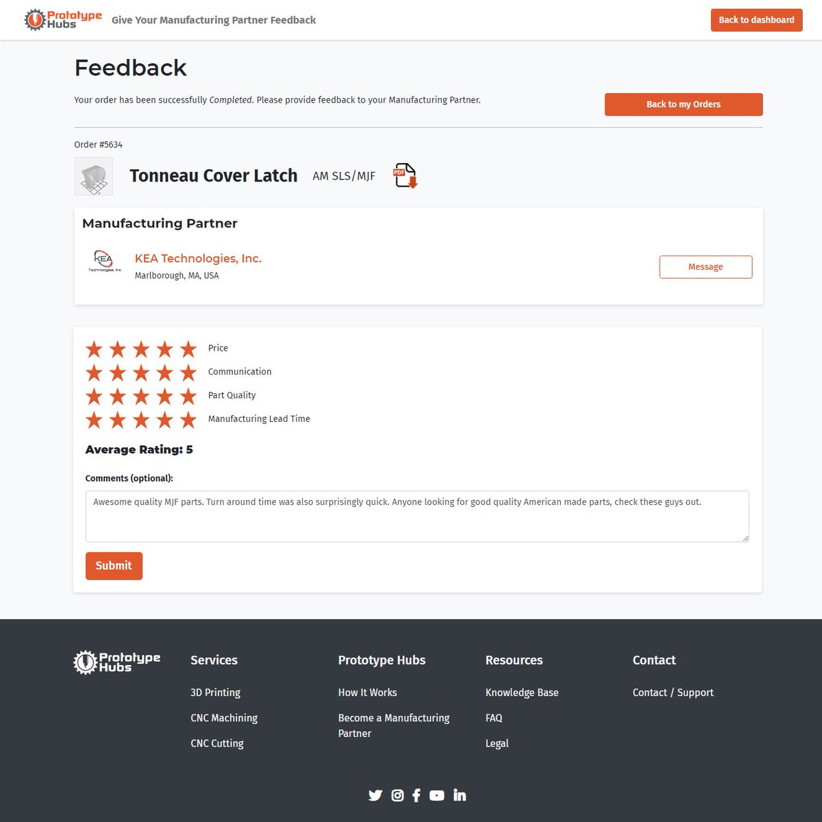 PrototypeHubs's tweet photo. Two major updates to the #PrototypeHubs #advancedmanufacturing #onlinemarketplace today: 1. Instant #sms #textmessage notifications so that you can be notified of order changes and messages right away! 2. #Feedback and #ratings are now available for all completed orders! https://t.co/qg6mteBl2G