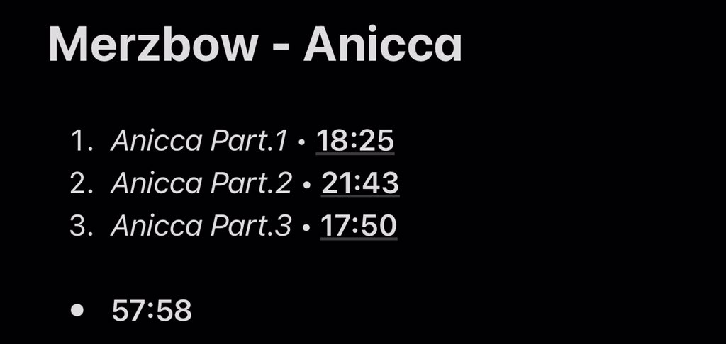 51/108: AniccaA raw and messy Merzbow project with some fucking banger drums on the first track. Not boring at all, it sounds like a tempest. Second and third track are way more atmospheric. I think it’s a decent album.